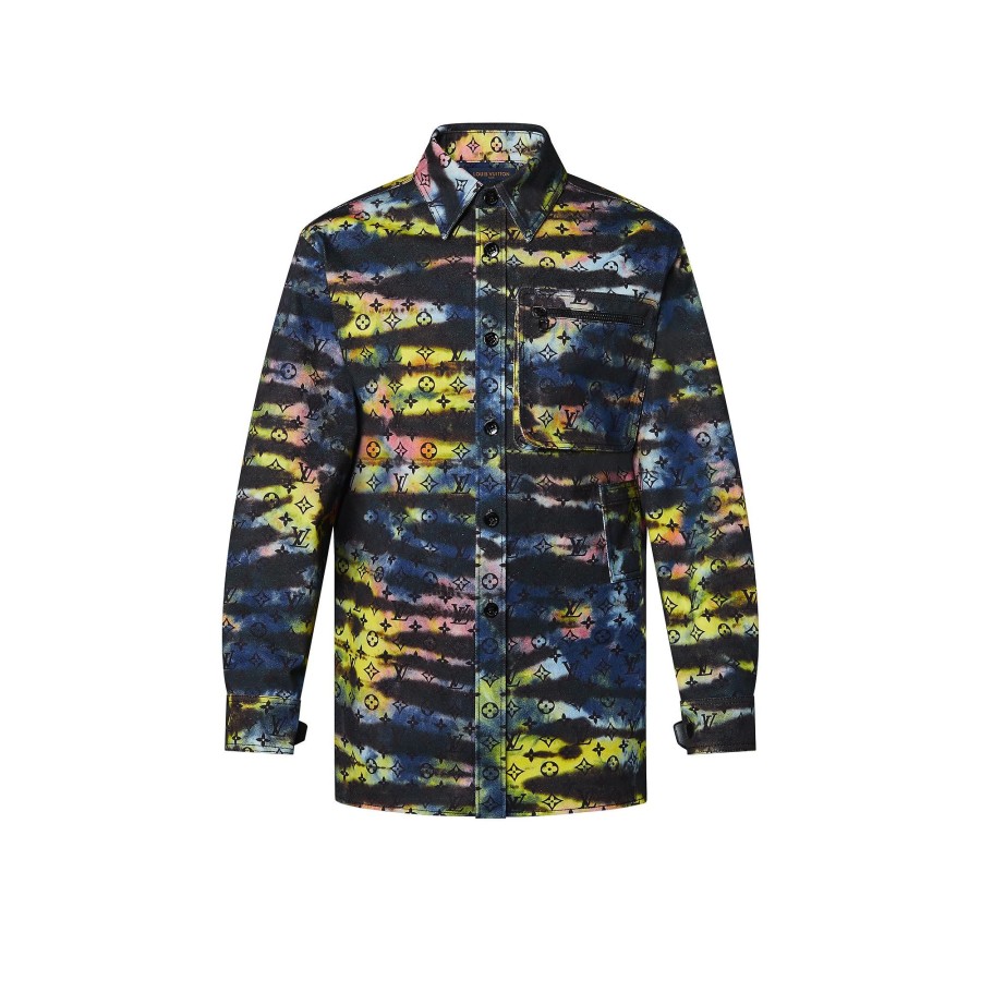 Men Louis Vuitton Shirts | Printed Monogram Tie-Dye Denim Shirt