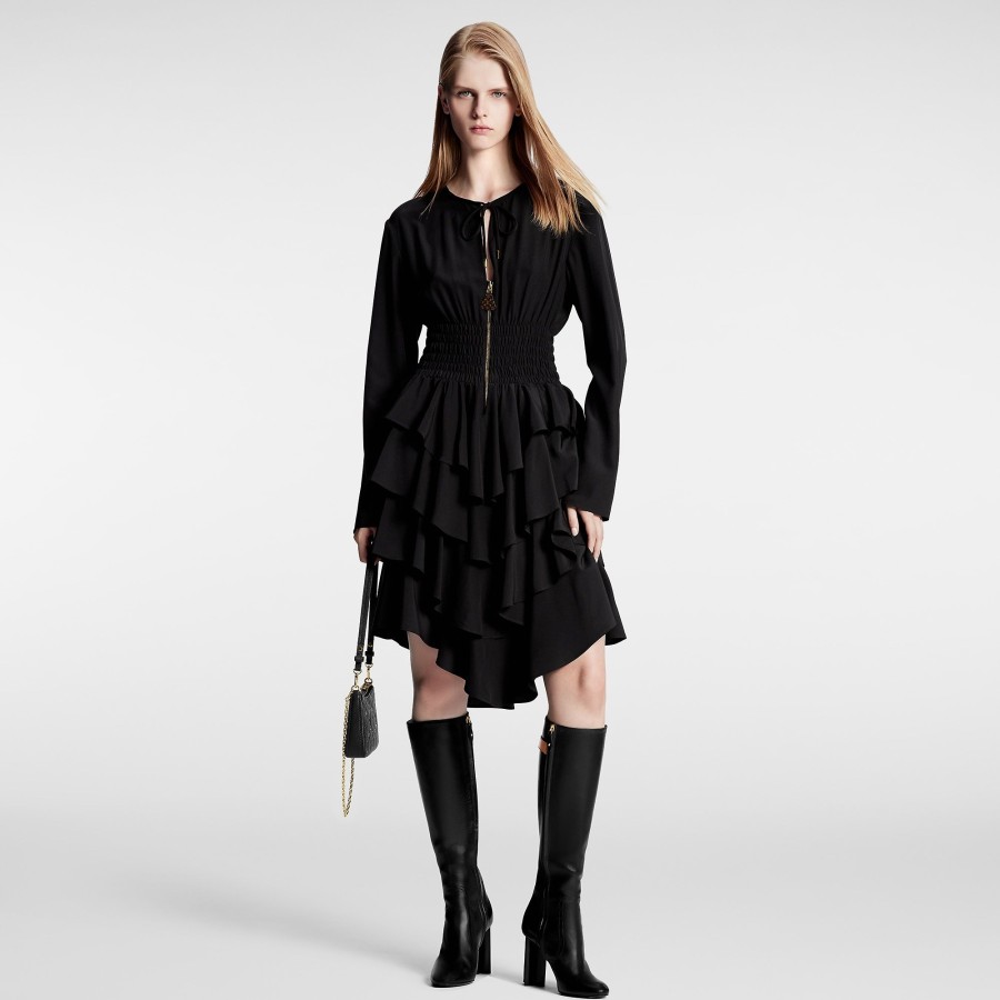 Women Louis Vuitton Dresses | Long-Sleeved Tiered Dress