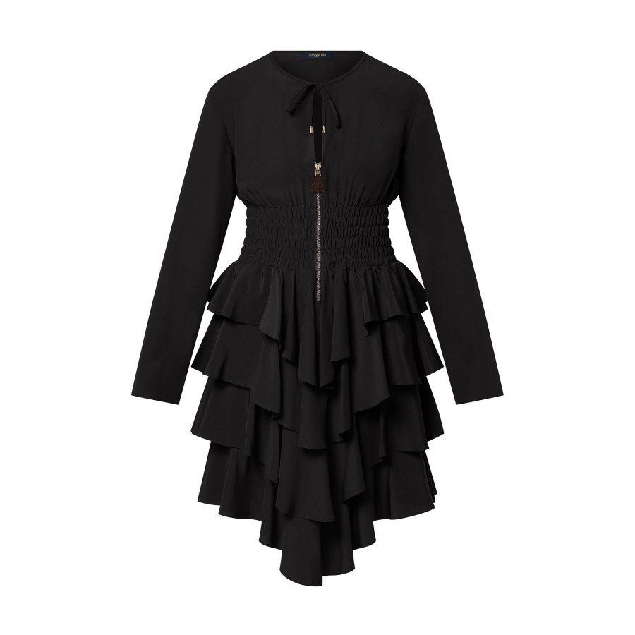 Women Louis Vuitton Dresses | Long-Sleeved Tiered Dress